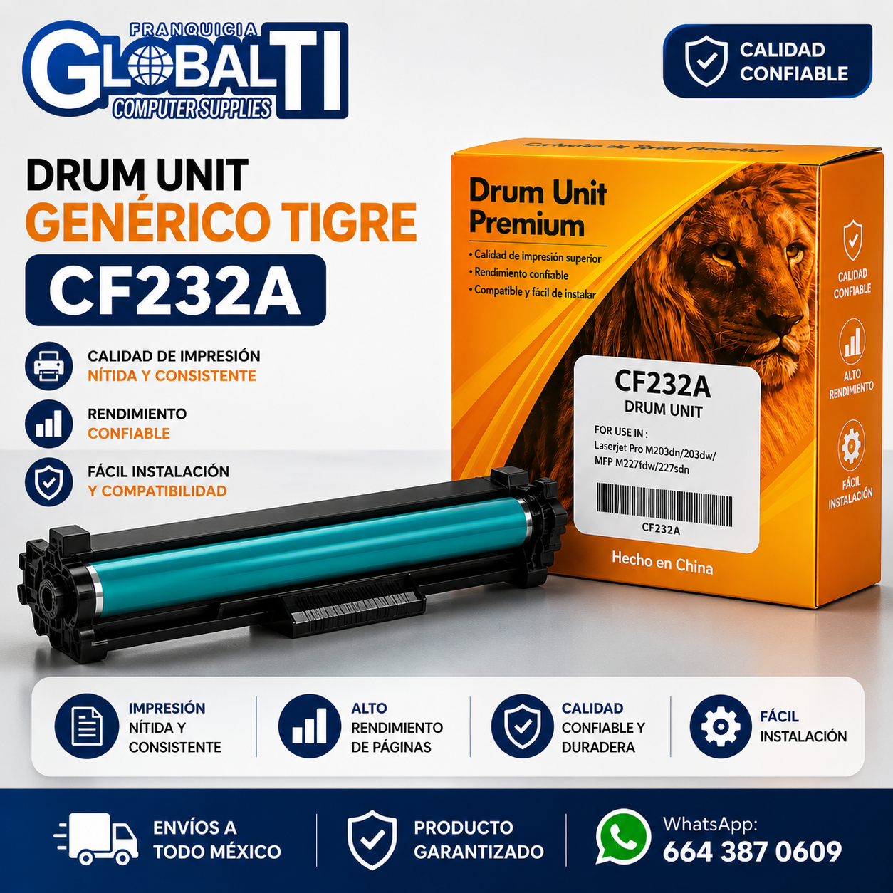 Unidad de Imagen 32A (CF232A-S) Negro Calidad Premium para 23,000 páginas.