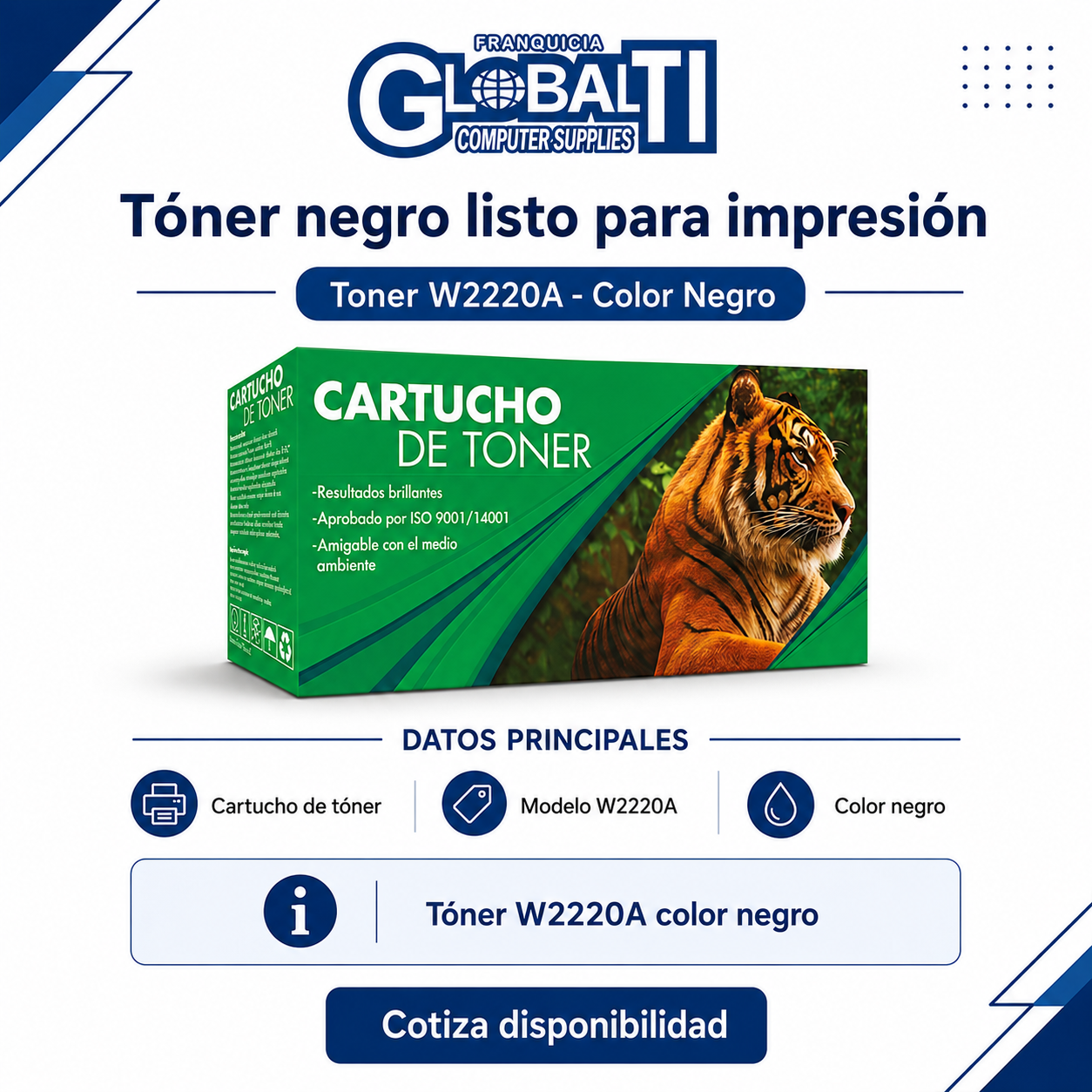 Toner Generico Tigre W1105X Negro Calidad Estándar de Alto rendimiento para 1,500 páginas.