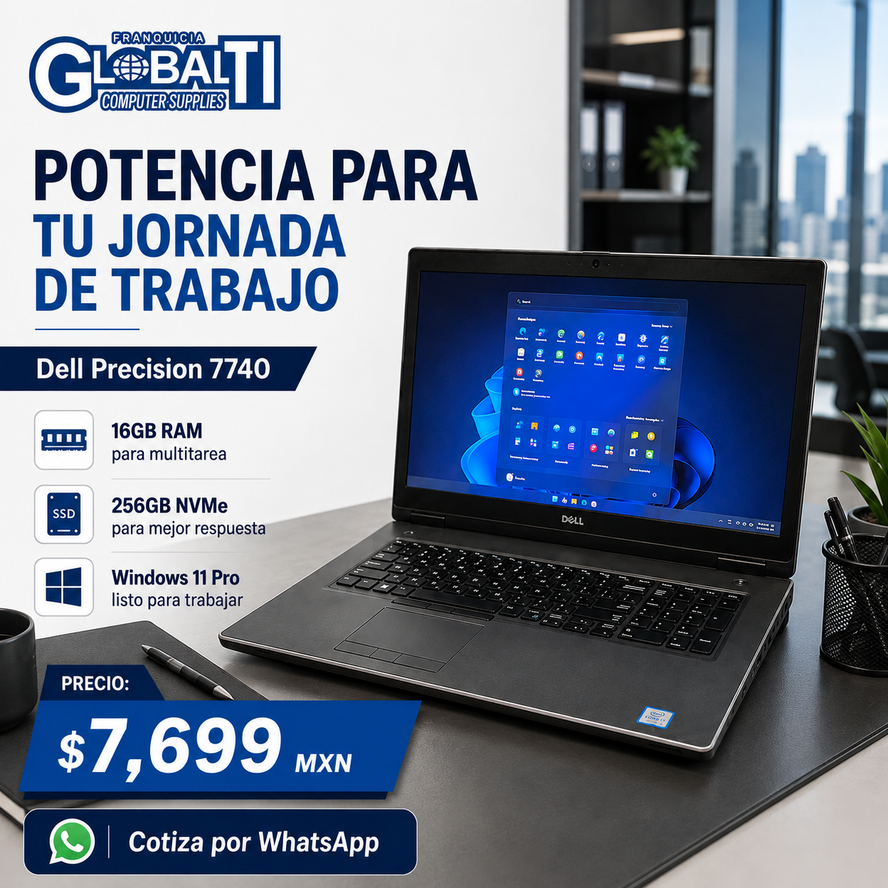 Notebook Dell Precision 7740 Core i7 16GB 256GB NVMe W11
