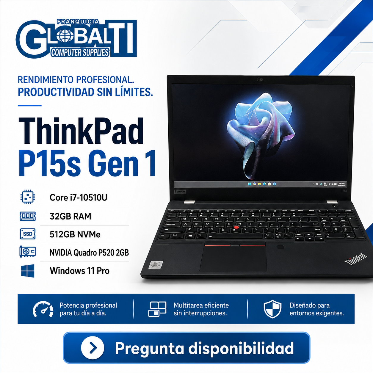 Notebook Lenovo ThinkPad P15s Gen 1 i7 32GB 512GB SSD P520